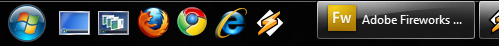 Windows 7 using the traditional taskbar with quick launch buttons