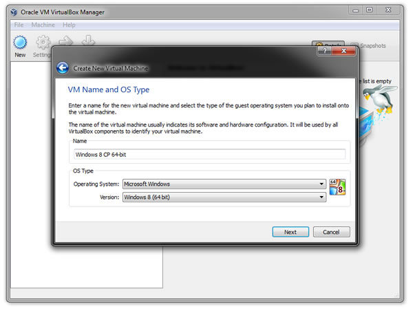 Windows 8 Virtual Machine