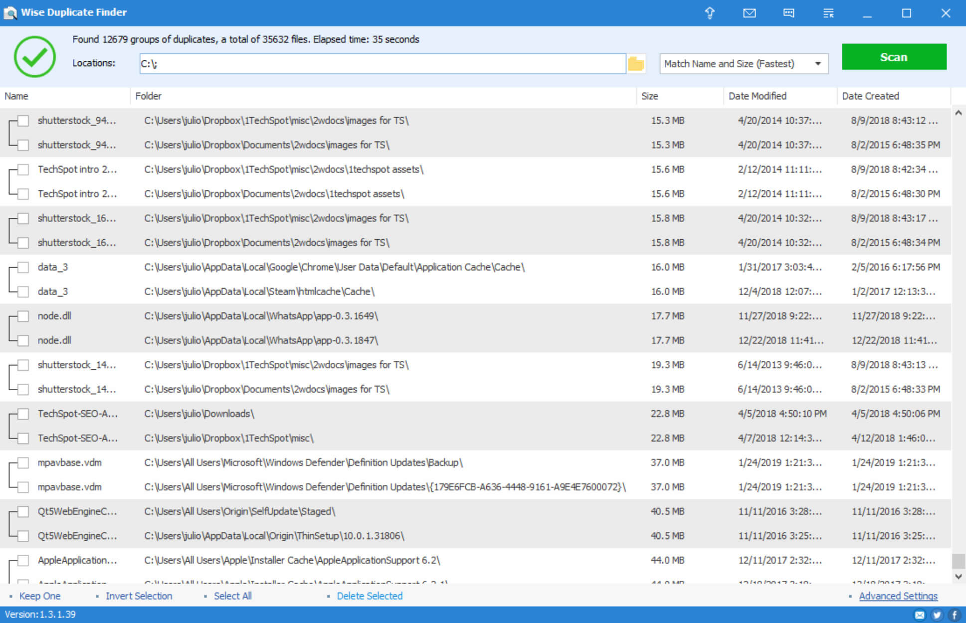 The Single duplicates window - CloneSpy Documentation