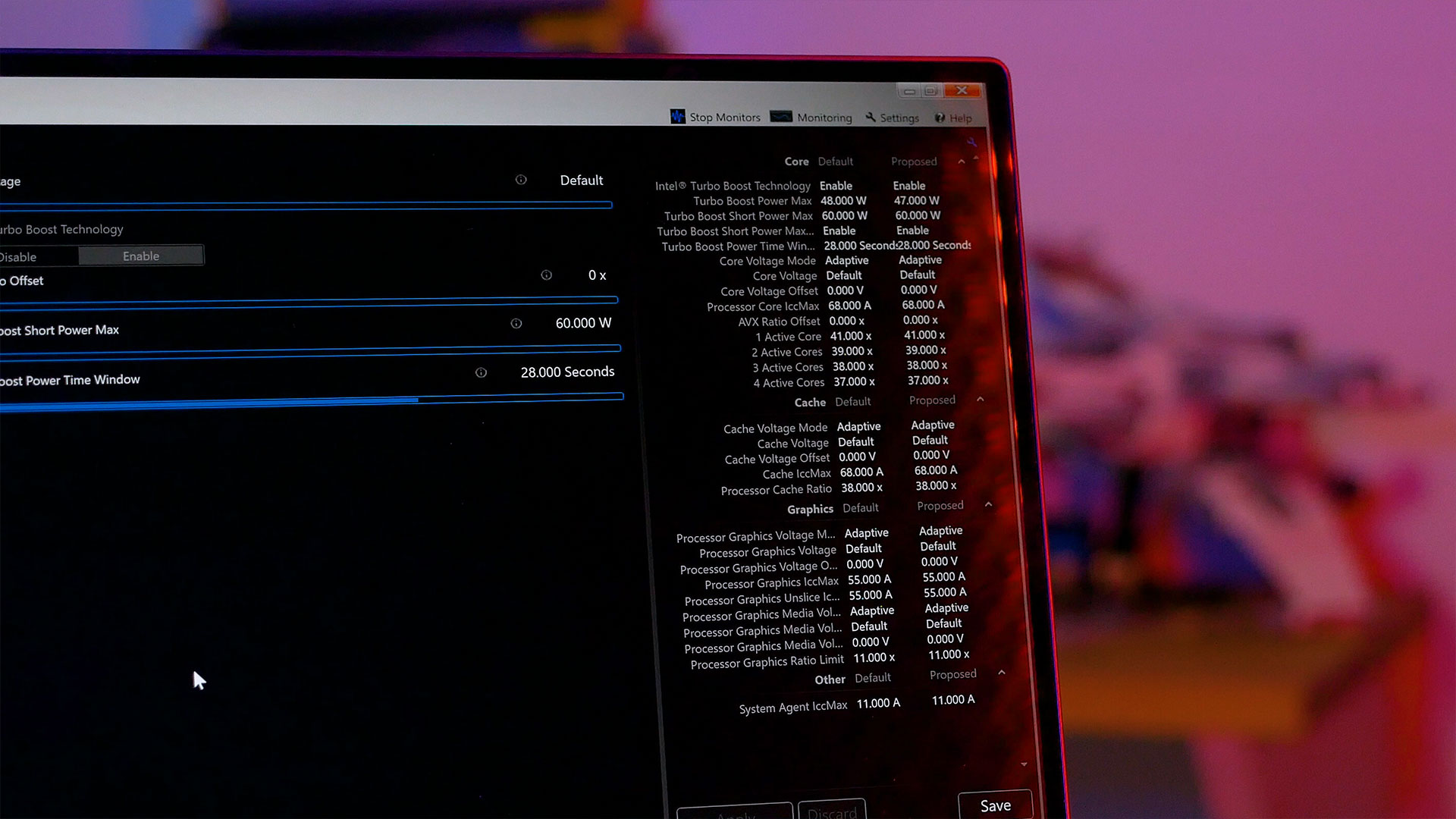 Intel default settings
