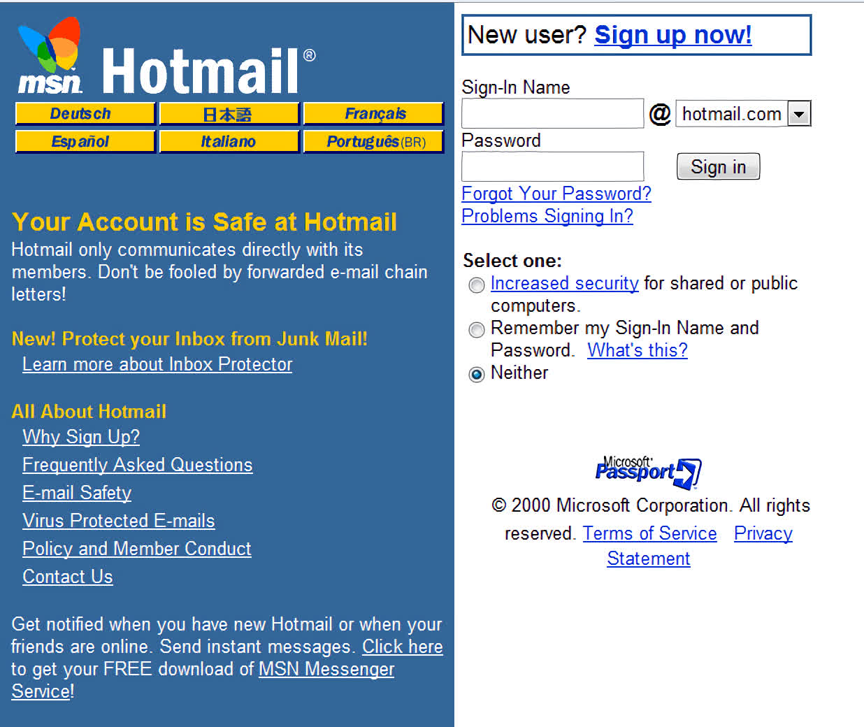 Hotmail sign up facebook