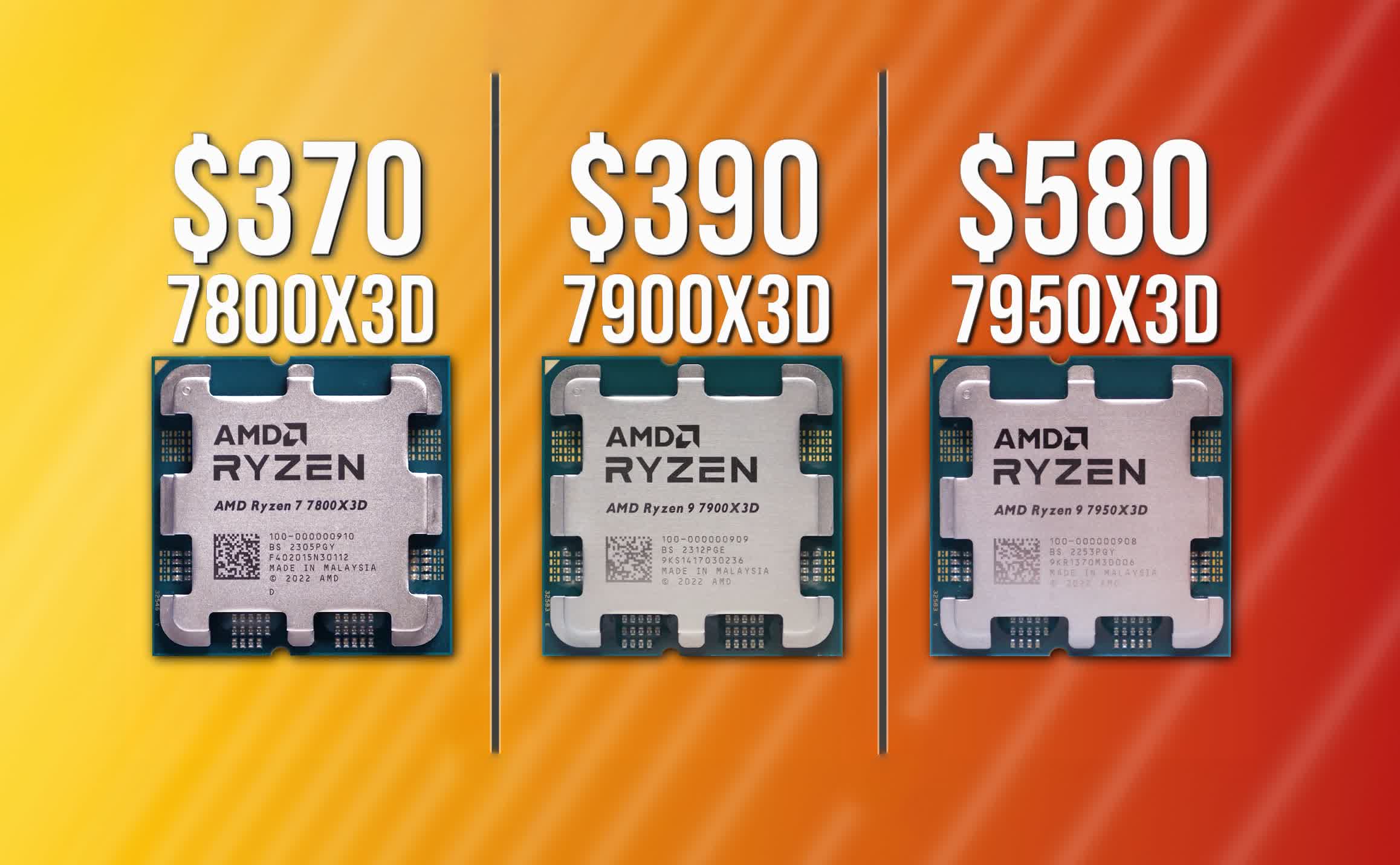 AMD Ryzen 7800X3D vs. 7900X3D vs. 7950X3D