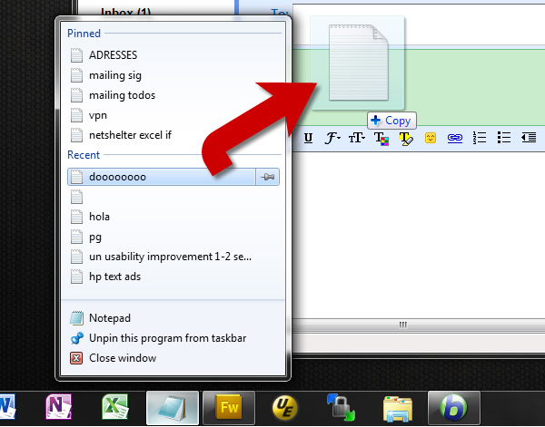 windows 7 start menu jump list folder