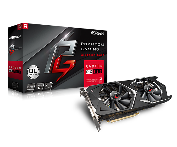 ASRock Radeon RX580 Phantom Gaming OC 8GB GDDR5 PCIe