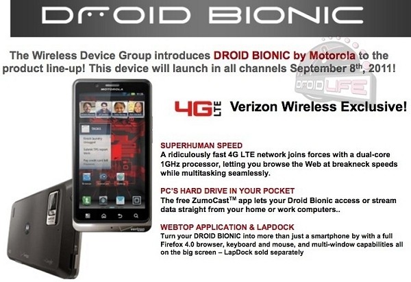 droid bionic verizon motorola