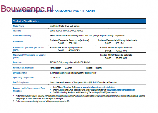 specs intel ssd series storage ssd intel intel ssd 520 cherryville