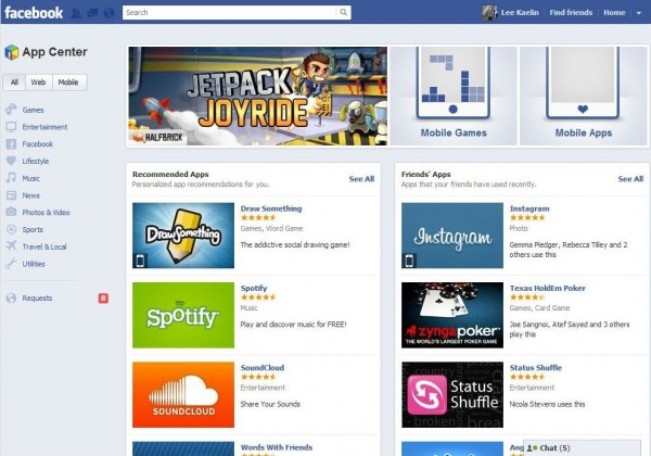 facebook app center android ios 