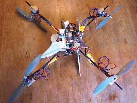 dad flying quadrocopter walk kid bus stop quadrocopter