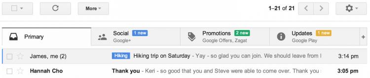 google rolling tabbed inbox gmail 