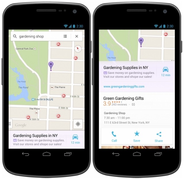 google maps ios android ads maps promoted searches