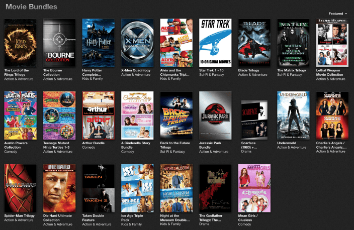 Apple offers deep discounts on movie bundles through iTunes