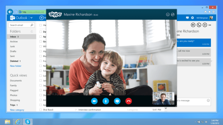 Skype integration brings video calling to Outlook.com