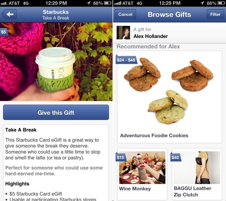 facebook social network gifts