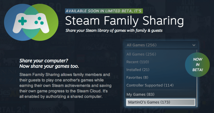 Steam Family Sharing program beta begins, email invitations being sent out