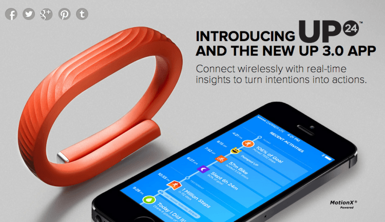 Jawbone's first wireless fitness tracker Up24 is available now for $150