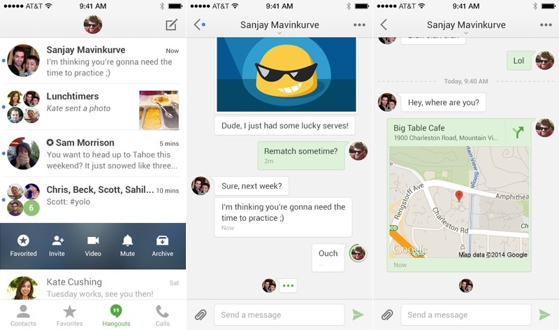 Google Hangouts for iOS gets visual makeover, animated stickers and video messaging
