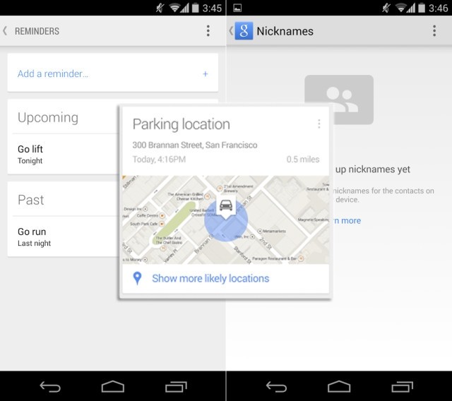google android update google now parking