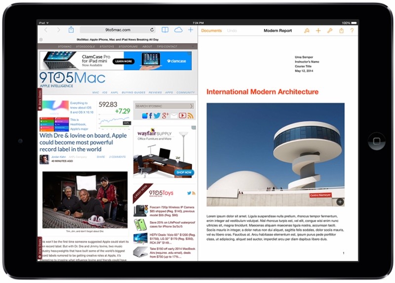 Split screen multitasking headed to the iPad courtesy of iOS 8