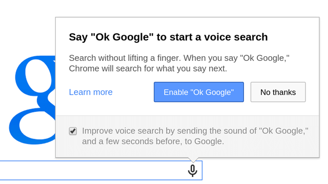 hands-free google chrome voice search ok google us english