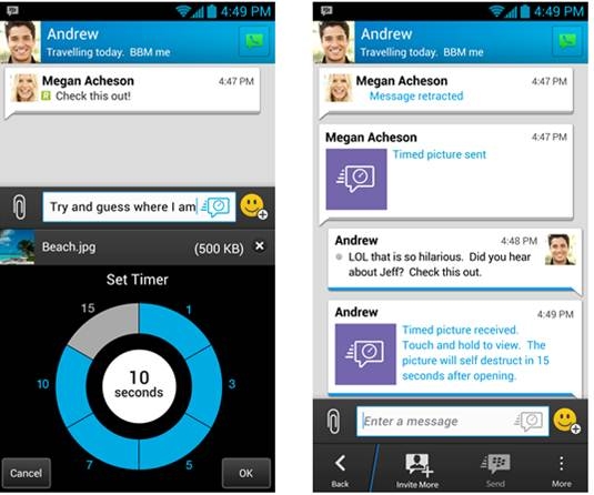 bbm snapchat blackberry messaging app