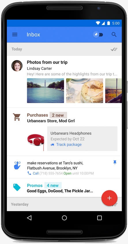 google inbox gmail email google now