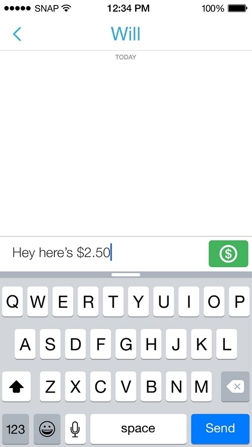 snapchat send money friends square cash