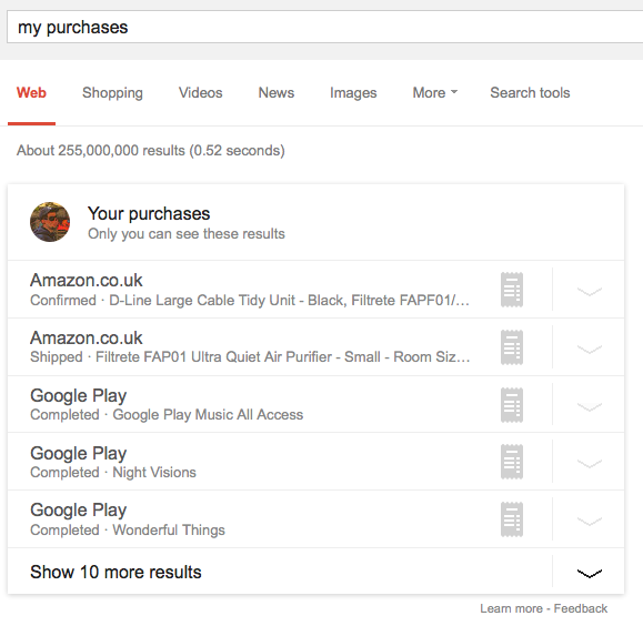 google search google black friday purchase receipts