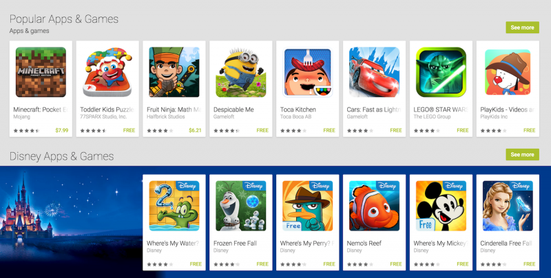 The new Family Friendly section is now live on Google Play