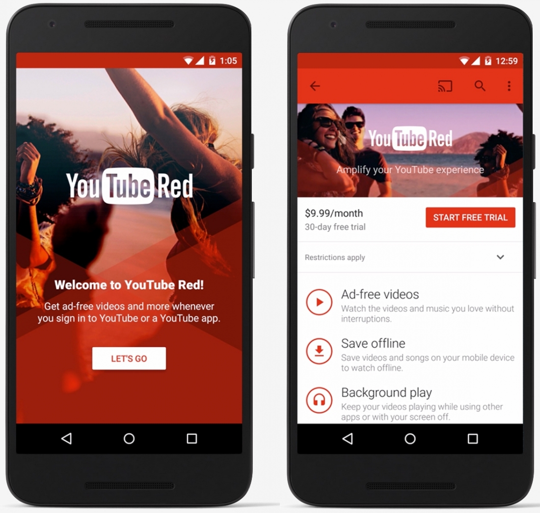 YouTube Red: ad-free videos, offline viewing, Google Play Music included  for $ | TechSpot