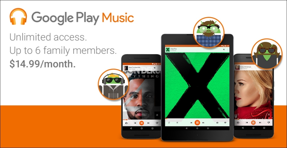 Google now offers Play Music family plan priced at $14.99 per month for up to six listeners