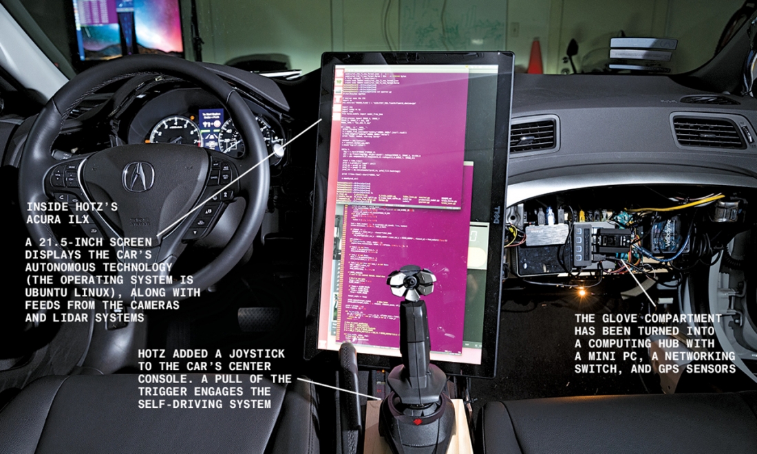 Renowned hacker George Hotz built this autonomous driving system using readily-available components