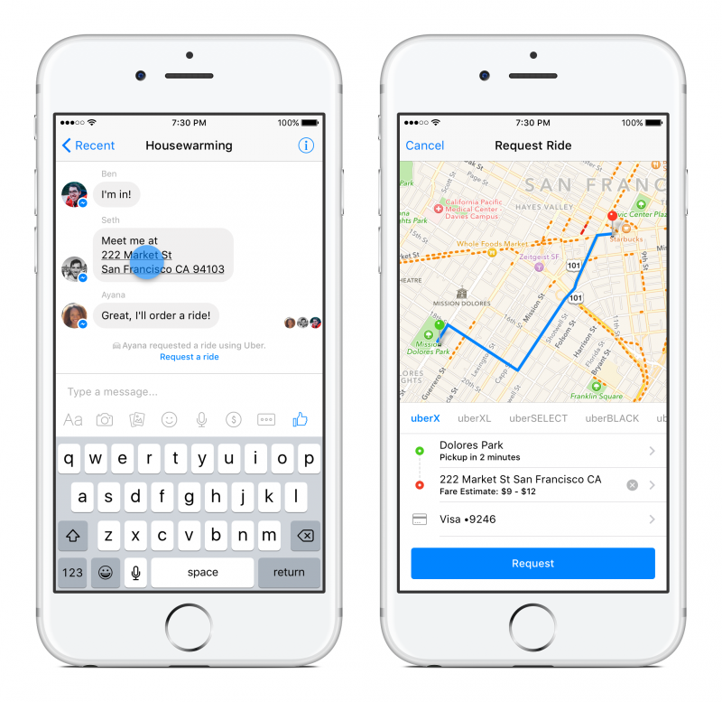 Facebook's partnership with Uber means you can now hail a ride from within Messenger