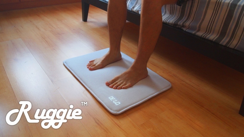 The Ruggie alarm clock won't turn off until you get out of bed and stand on it