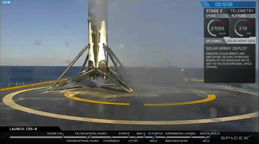 SpaceX makes history, successfully lands reusable rocket on drone ship for the first time