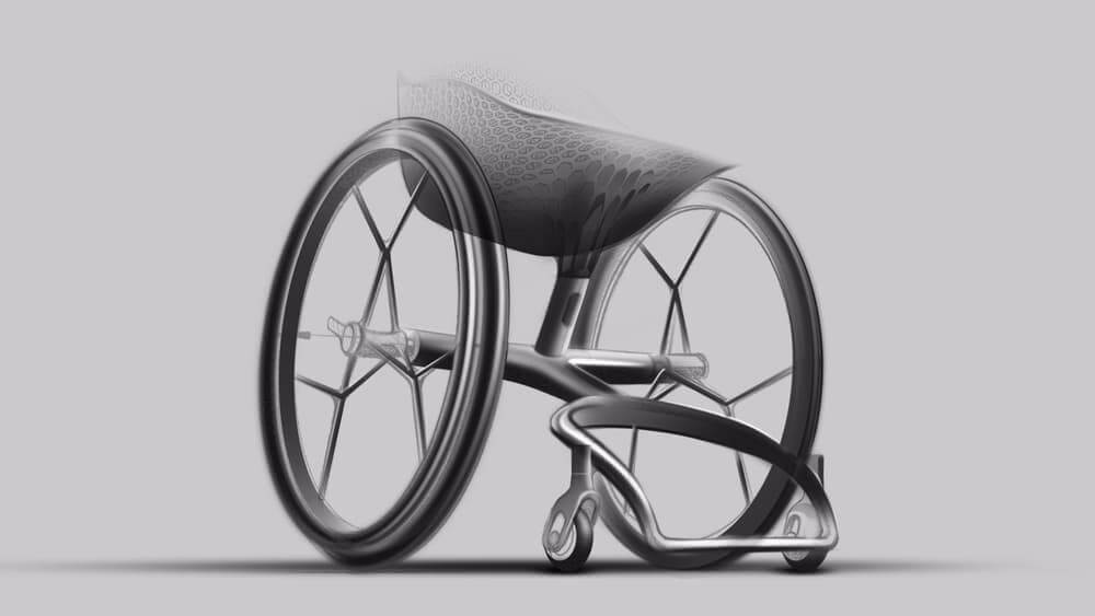 This wheelchair features custom 3D printed components for the perfect fit