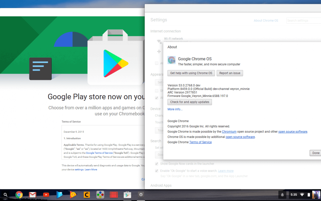 Android apps arrive on Chrome OS dev build