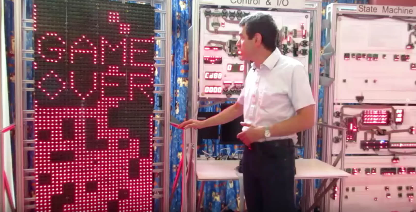 Man constructs room-sized microprocessor for playing Tetris