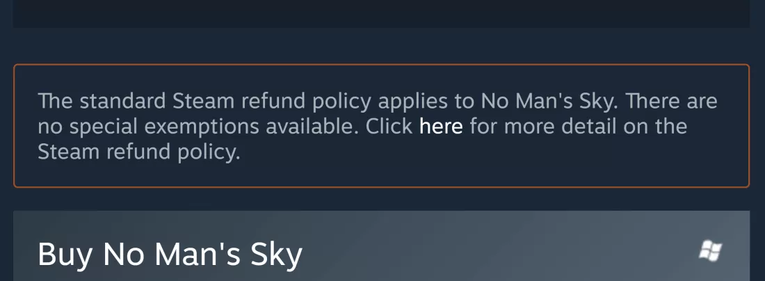 No Man's Sky refunds: Steam says no special exemptions; other sites  reportedly offering money back