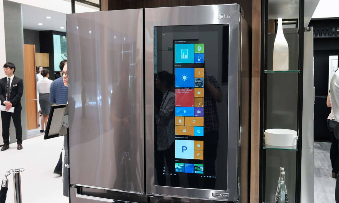 LG's prototype fridge sports a massive, semi-transparent tablet / window