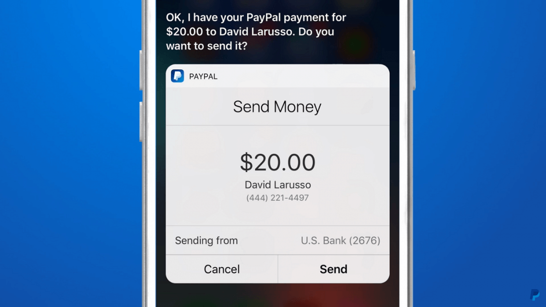 Siri integration means you can now send people money through PayPal using your voice