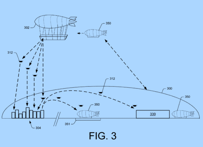 Amazon patent shows it wants to deploy fleets of drones from flying, blimp-like warehouses