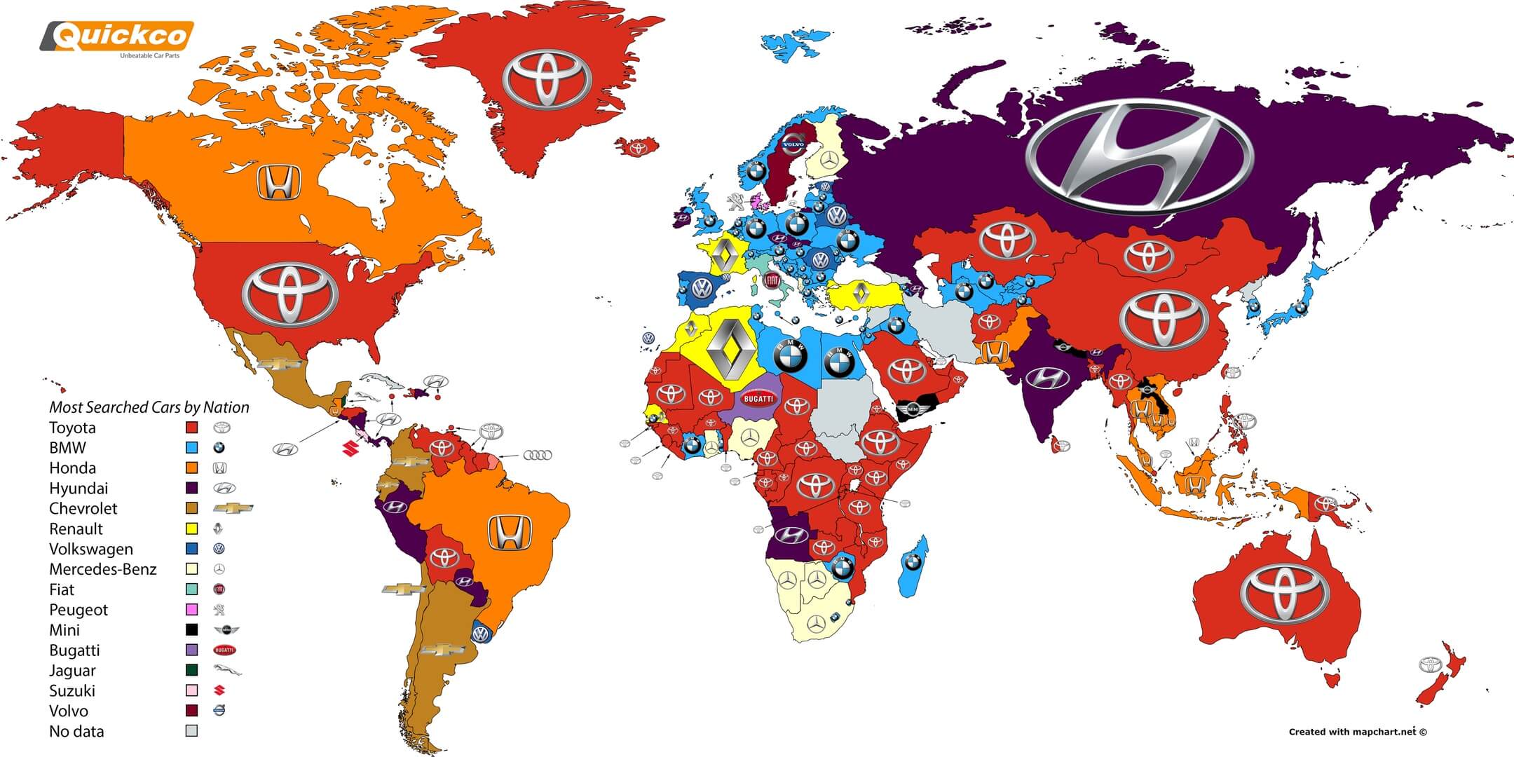 Check out the most Googled car brands in every country