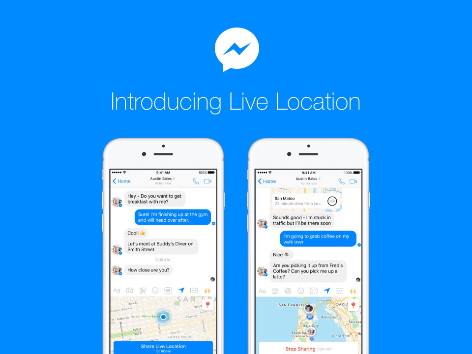 Facebook now lets you share your real-time location in Messenger