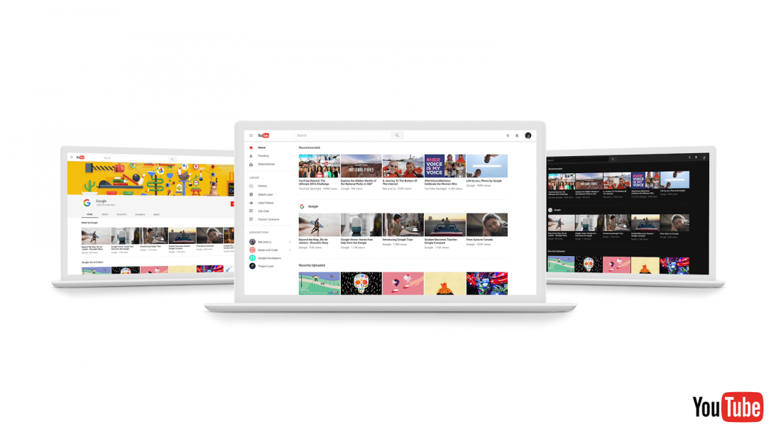 YouTube's updated design brings a cleaner, fresher look and an optional dark mode