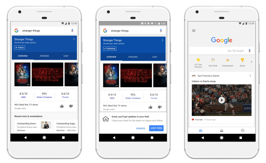 Google's updated feed shows content tailored to your interests