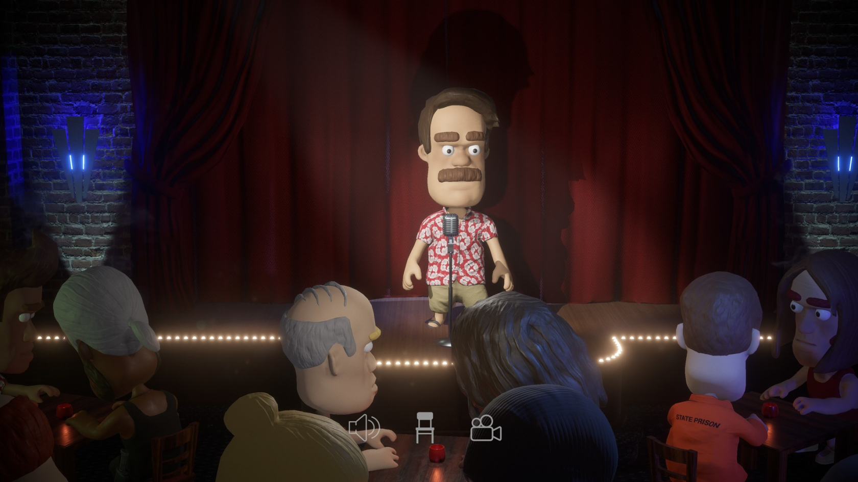 Comedy Night puts you on a virtual stage to try out jokes on real audiences