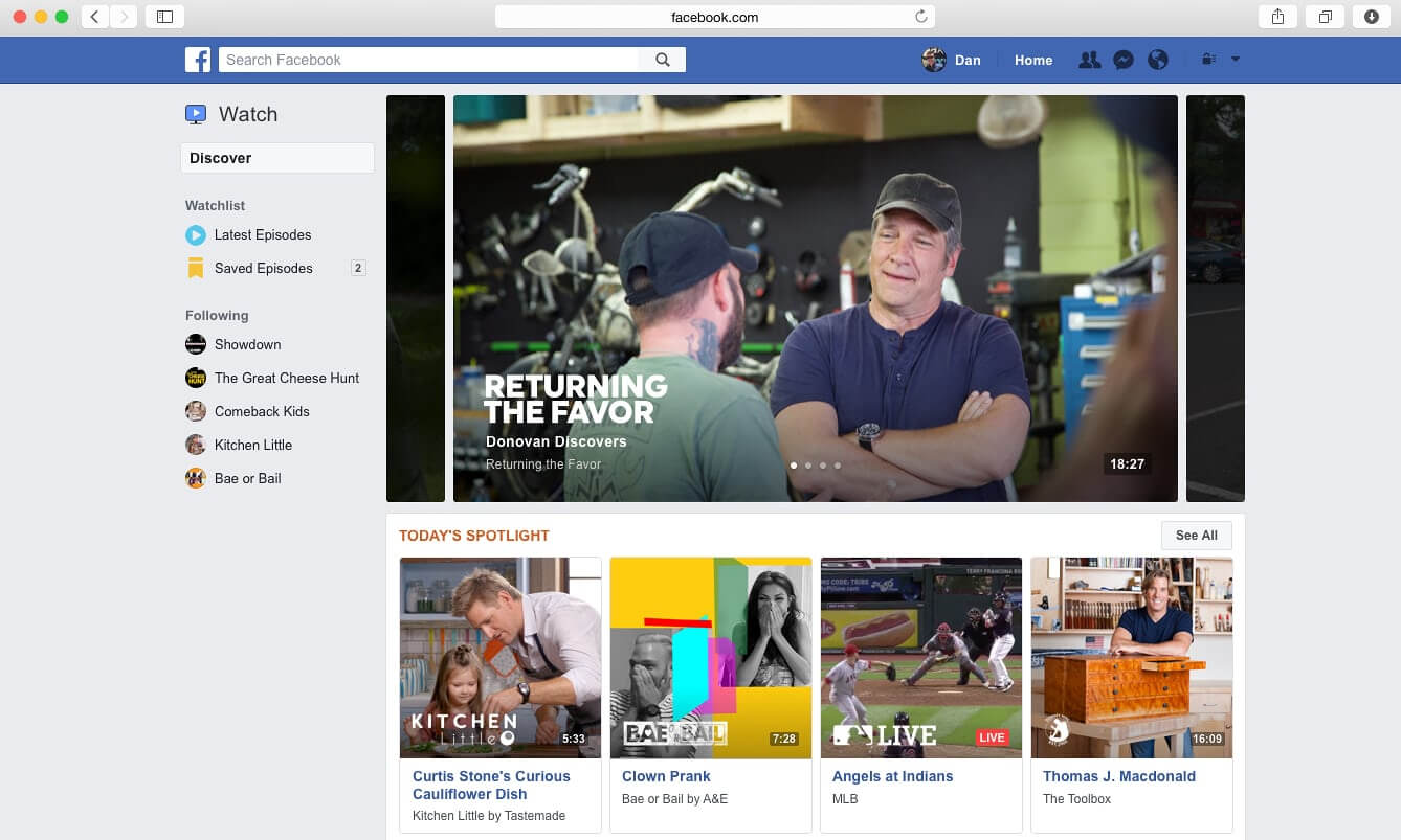 Facebook's new 'Watch' video platform offers up original shows and live sports