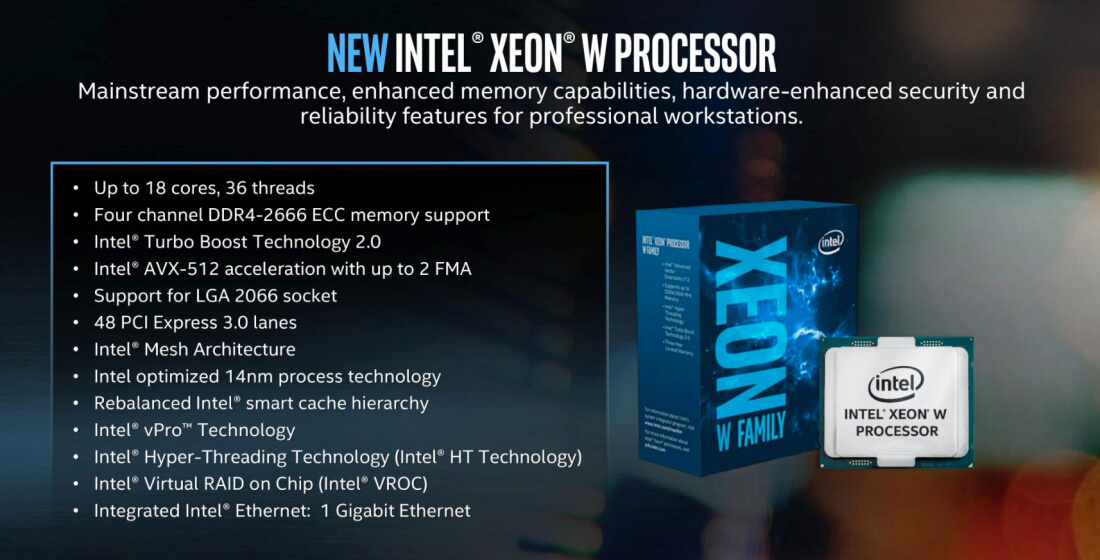 Intel unveils Xeon-W line of CPUs, brings Skylake Server to workstations