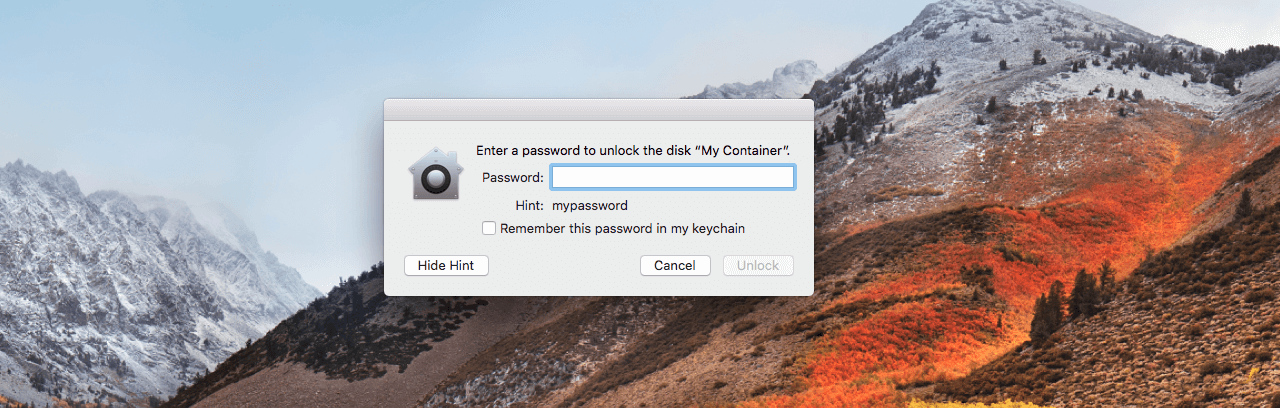 High Sierra flaw reveals encrypted drive passwords when showing hint