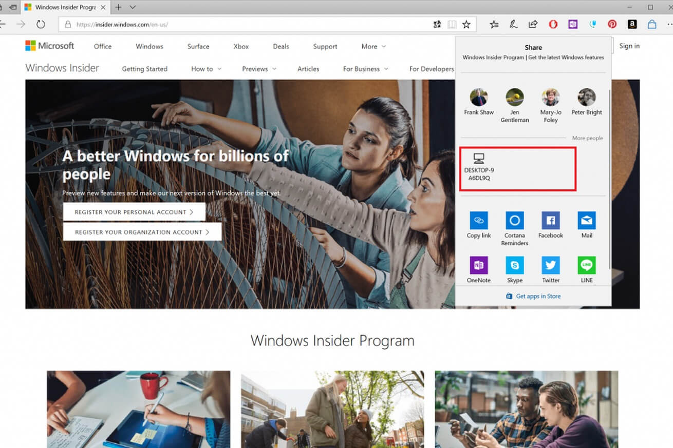 Windows 10 Insider Build shows off AirDrop-style sharing feature, mutable tabs, more